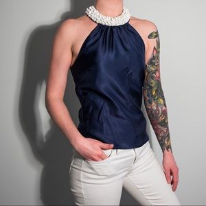 CK Bradley Navy Shell Neck Halter